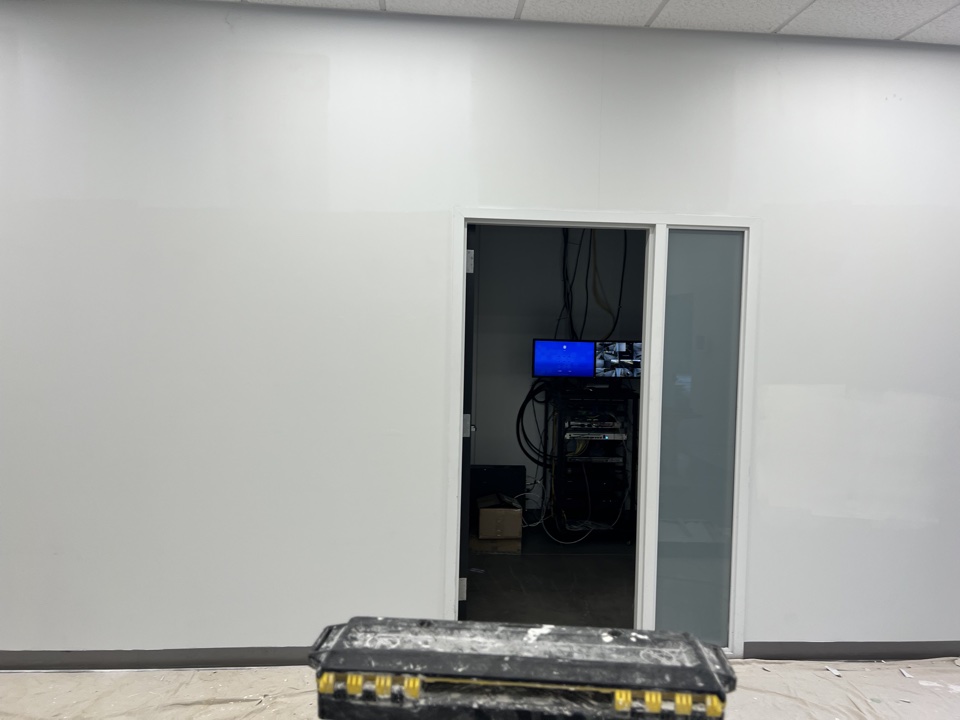 Server room entrance with painted walls
