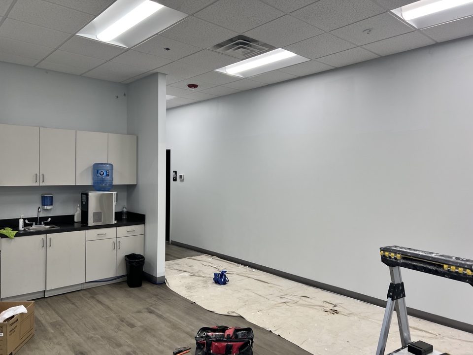 Kitchenette area with fresh paint